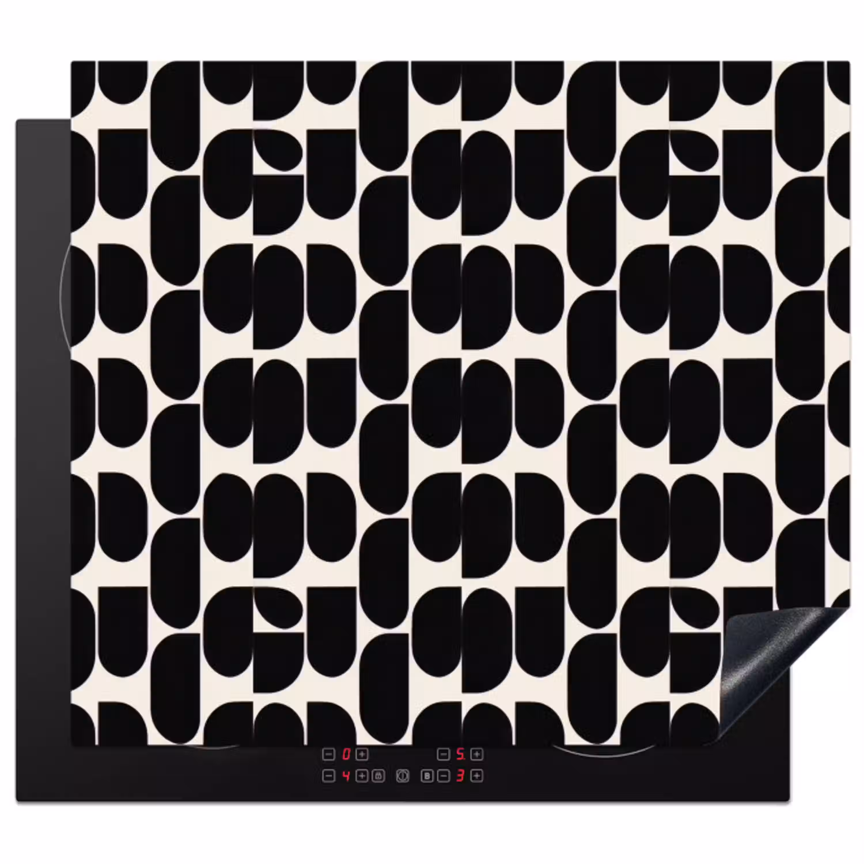 Modern - Patroon - Zwart Inductie beschermer vinyl 3mm middel 274 -3d