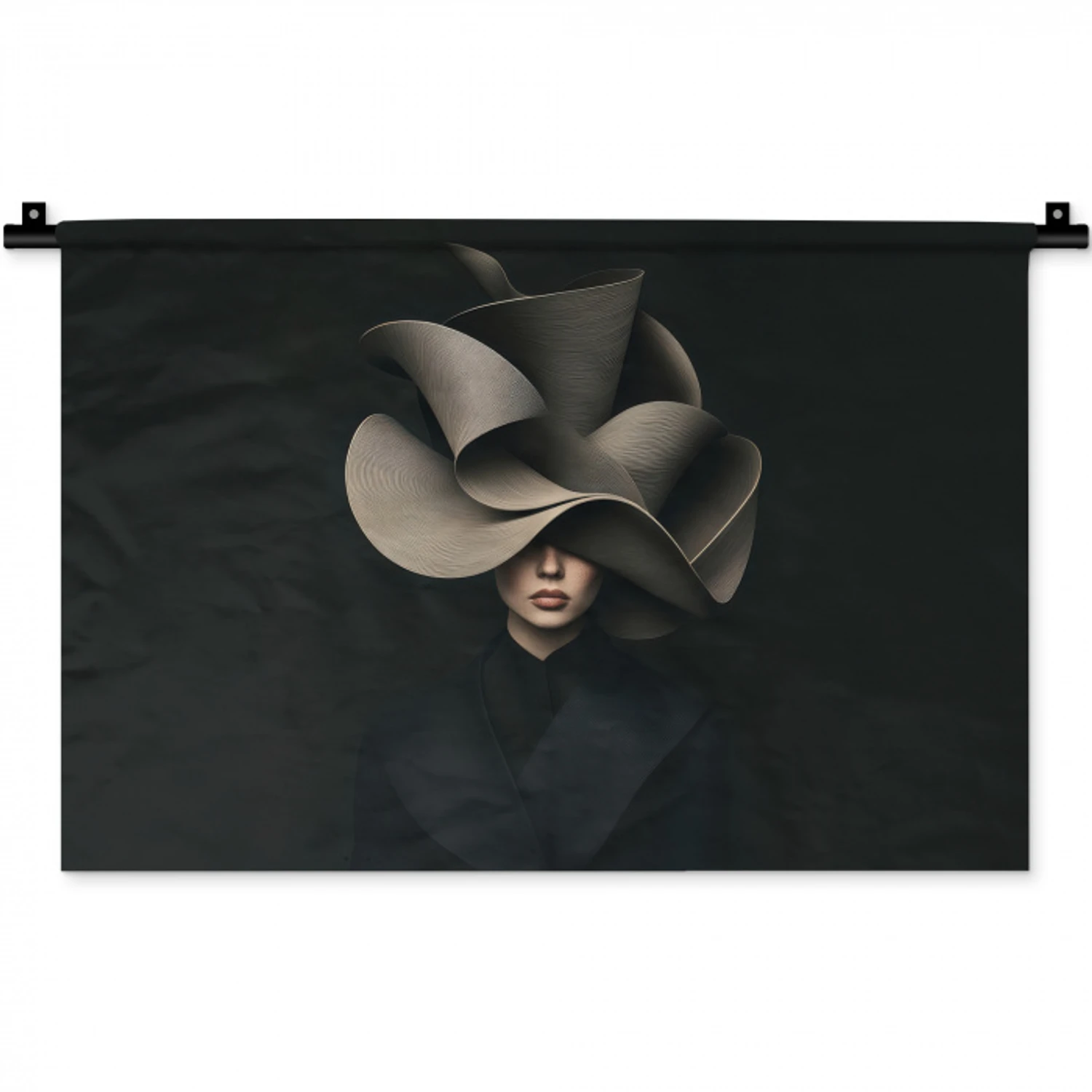 Zwarte - Hoed - Vrouw Wandkleed katoen klein -zz3d