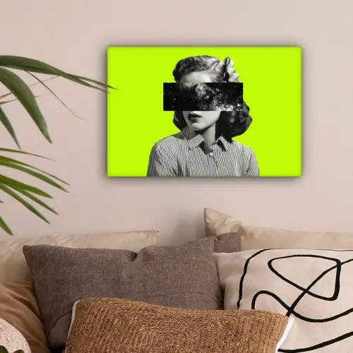 Vrouw - Sterrenhemel - Groen canvas 2cm klein -sfeer1