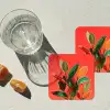Bladeren - Nerven - Oranje - Structuur onderzetter kurk middel -sfeer4