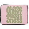 Chase greatness - Groen - Roze - Retro laptophoes neopreen klein -zkaufland3dotto