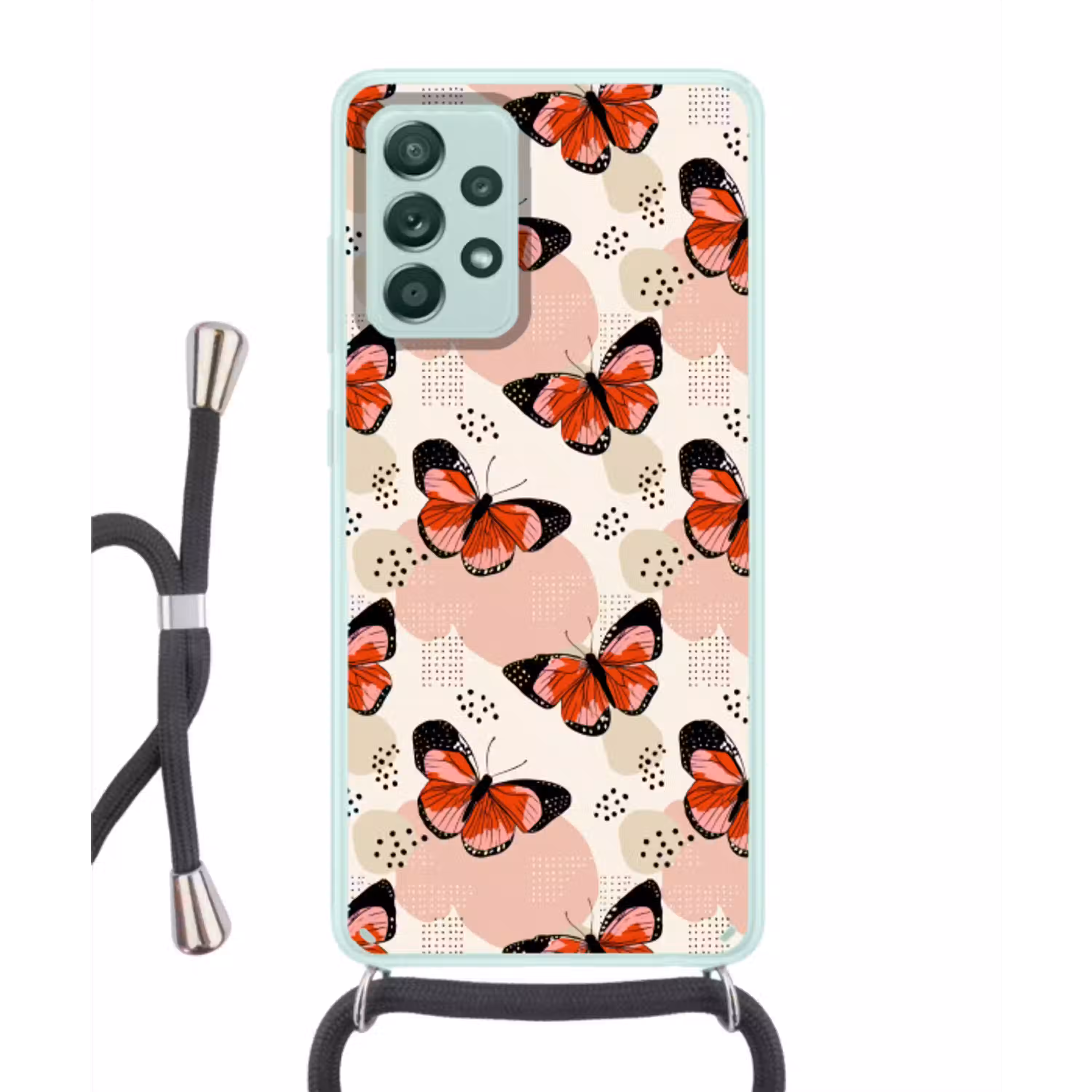 Vlinders - Retro - Kleurrijk Hoesje Samsung Galaxy A52 met koord klein 792 -3d
