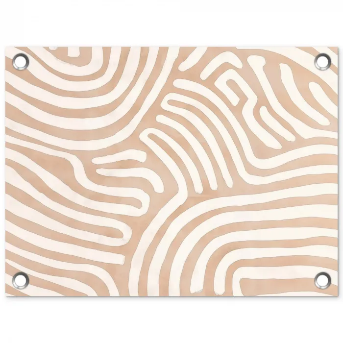 Beige - Aardspatroon tuinposter los doek klein -3d