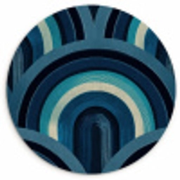 Bogen - Geometrisch - Patroon - Blauw - Retro Wandcirkel kunststof plaat 5mm dik klein 188 -3d