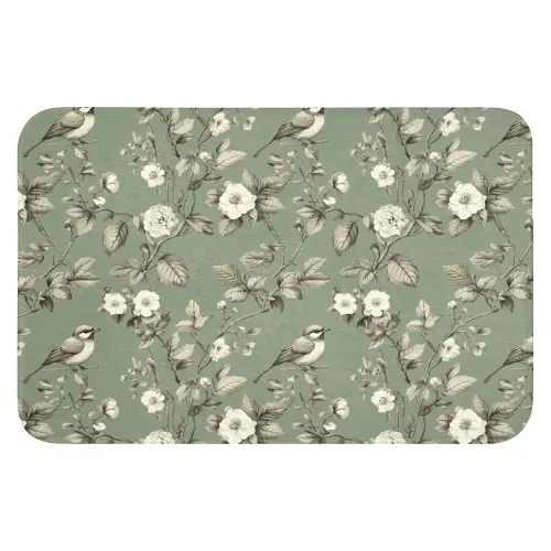 Botanisch - Vogels - Groen WCmat klein 1009 -3d