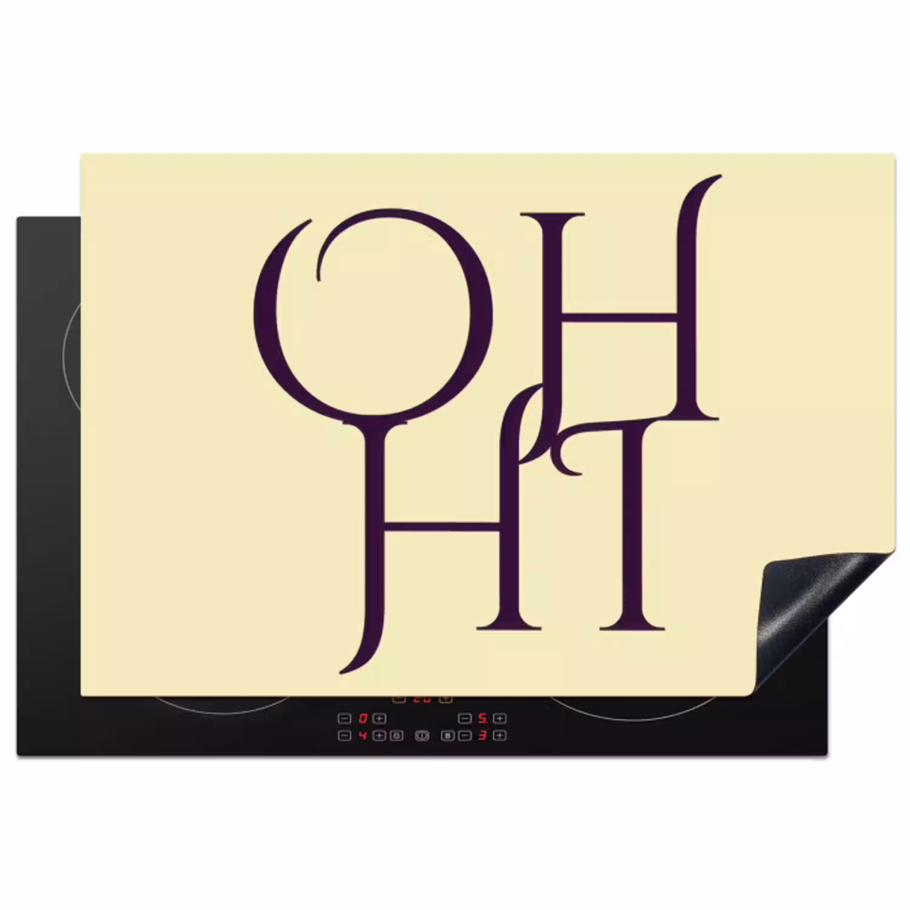 Oh hi - Geel - Monogram Inductie beschermer vinyl 3mm klein -3d