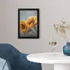 Zonnebloemen - Geel - Wazig fotolijst zwart zonder passe partout klein -sfeer4