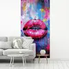Graffiti - Lippen - Felroze - Geschilderd fotobehang vinyl groot -woonkamer