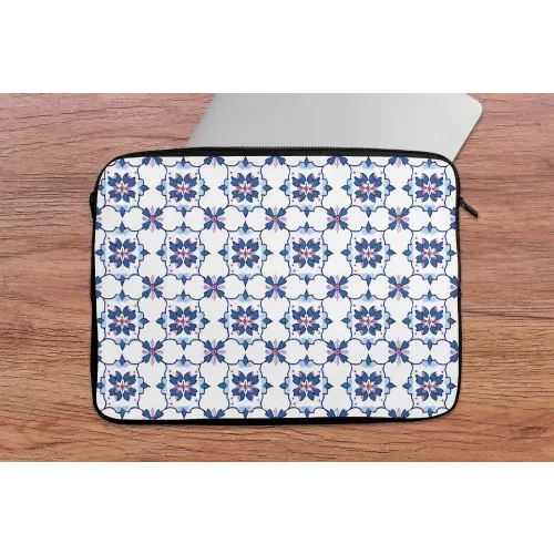 Modern - Patroon - Blauw - Roze laptophoes neopreen klein 279 -tafel