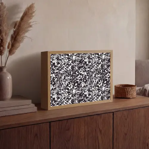 Spat - Stippen - Zwart - Wit Light Box met batterij (Wandlamp) middel 907 -sfeer2