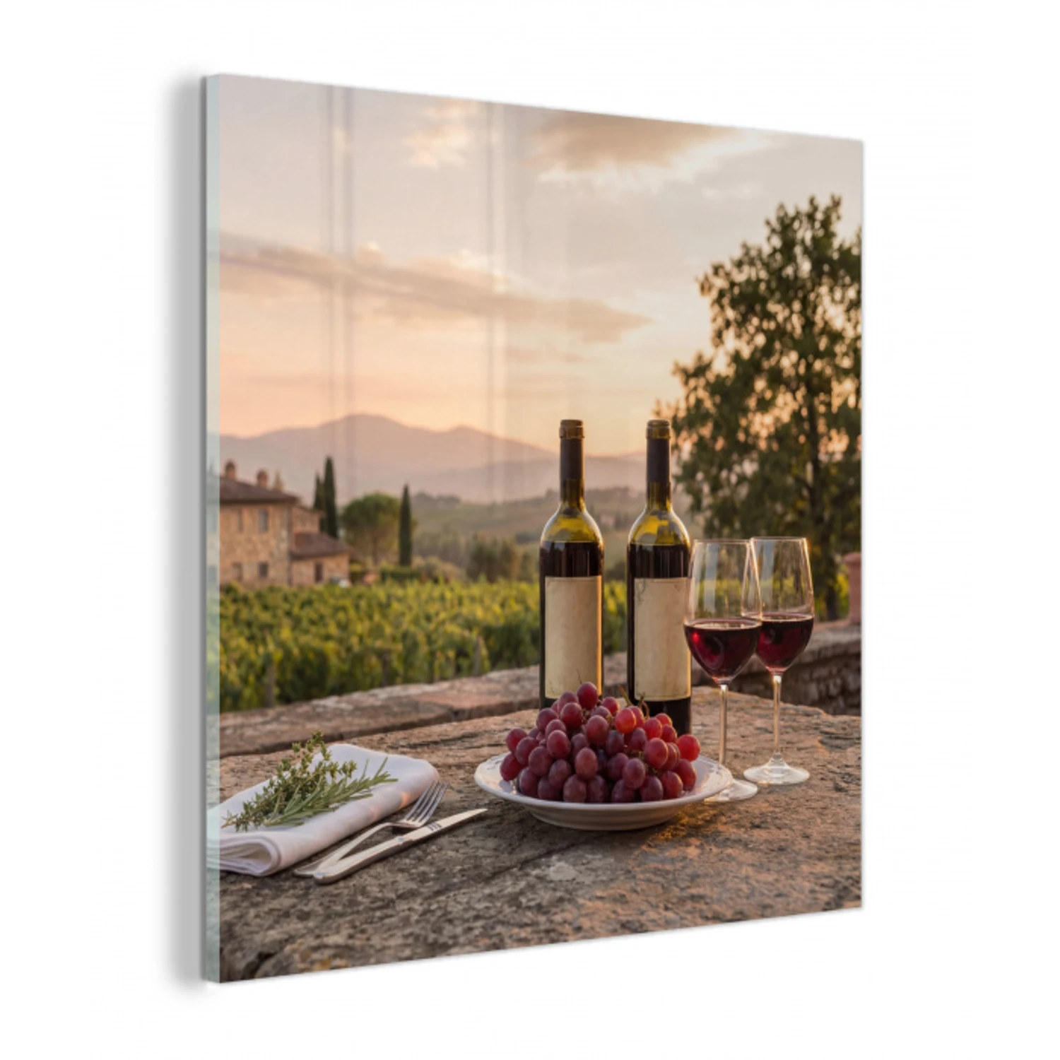 Wijn - Glazen - Druiven - Wijngaard plexiglas 5mm klein -z3d