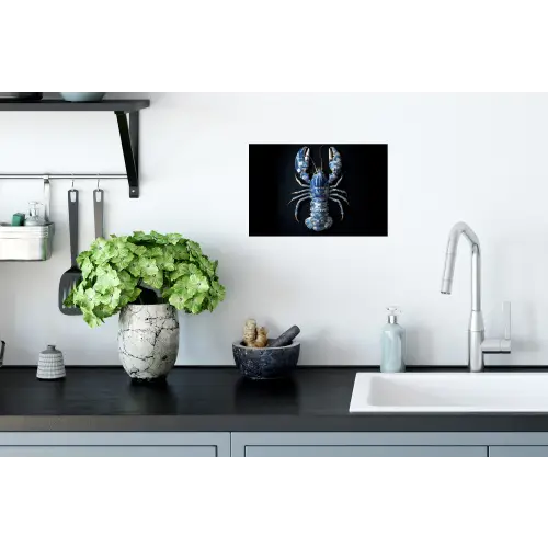 Kreeft - Delftsblauw - Schild - Stoer Muursticker klein -keuken