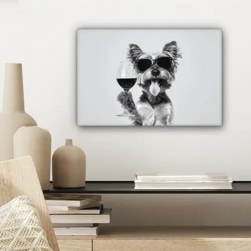 Hondje - Wijnglas - Zonnebril - Enthousiast canvas 2cm klein -sfeer6