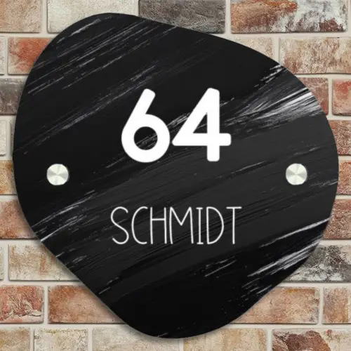 Zwart verftextuur - Modern Naambord Organisch middel -sfeer10