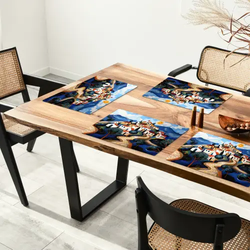 Dorp - Heuvelachtig - Zon - Mozaïek Placemat vinyl groot -zzsfeer4_Kitchenyeah-website