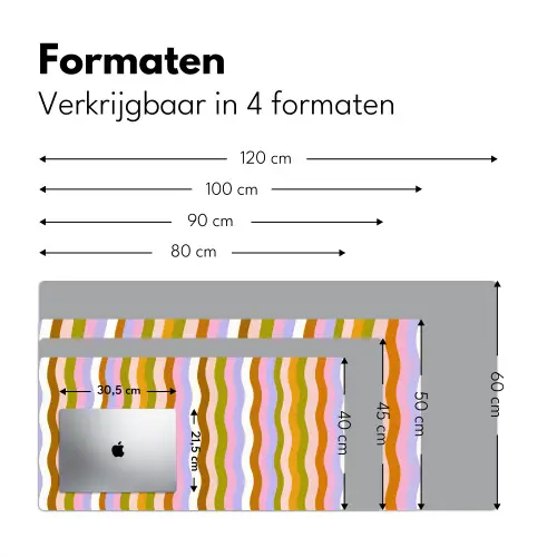 lijnen - Golven - Pastelkleuren - Patroon Muismat XXL klein -sfeer5