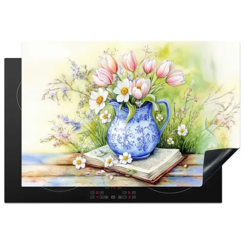 Vaas - Delftsblauw - Madeliefjes Inductie beschermer vinyl 3mm klein -3d