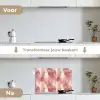 Penseelstrepen - Verweerd - Roze keuken achterwand spatscherm klein 900 -voor_na_NL