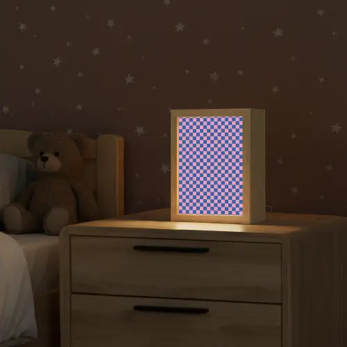 Dambord - Blauw - Patroon - Roze Light Box met kabel klein -sfeer1_kind
