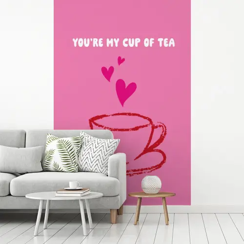 Thee - Roze - Valentijn - Tekst fotobehang vinyl groot -woonkamer