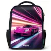 Roze raceauto flitst door neonlicht Rugzak - Zwart middel -3d