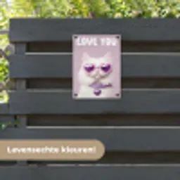 Kat - Love - Paars - Valentijn tuinposter los doek klein -sfeer3