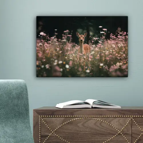 Hert - Wilde bloemen - Bos canvas 2cm klein -sfeer4