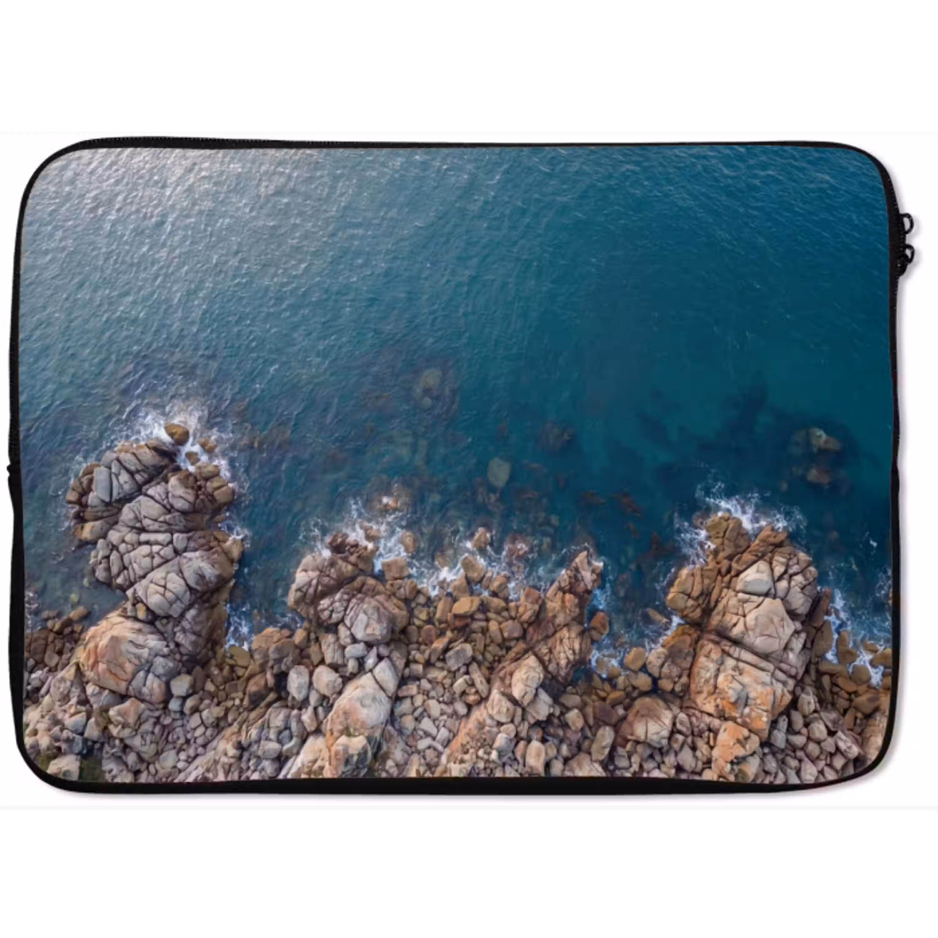 Zee - Kustlijn - Natuur - Abstract - Blauw laptophoes neopreen klein -zkaufland3dotto