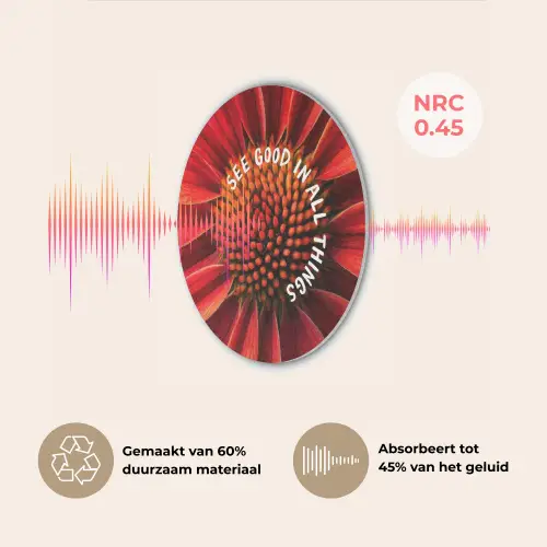 Close up - Bloem - Quote - Rood Akoestische PET Vilt - Rond klein -USP_NL