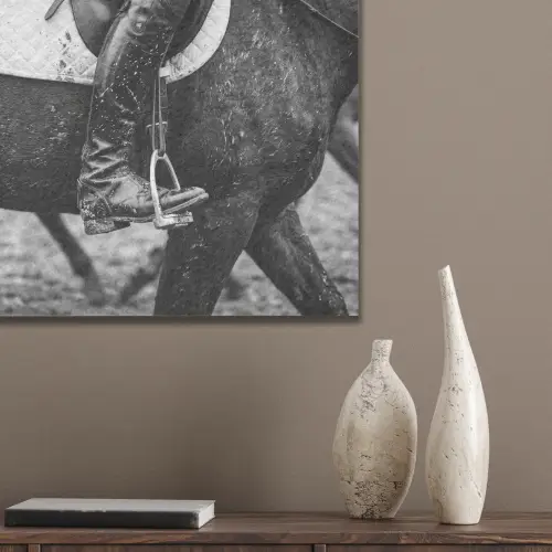 Paard - Sport - Zwart - Wit PET vilt klein -sfeer6_closeup