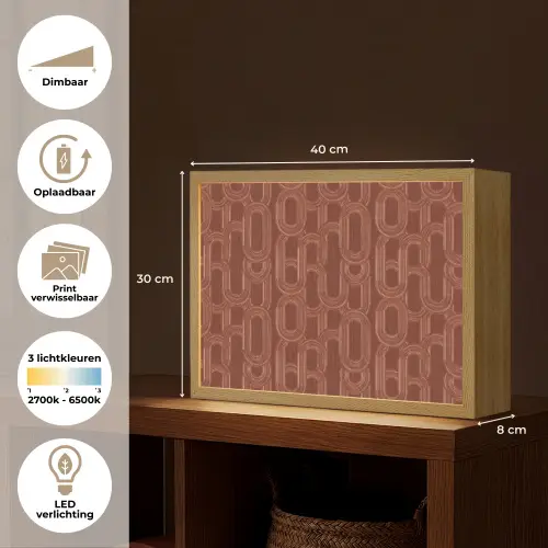 Abstract - Textuur - Bruin Light Box met batterij (Wandlamp) middel 907 -USP_websiteoverzichtNL