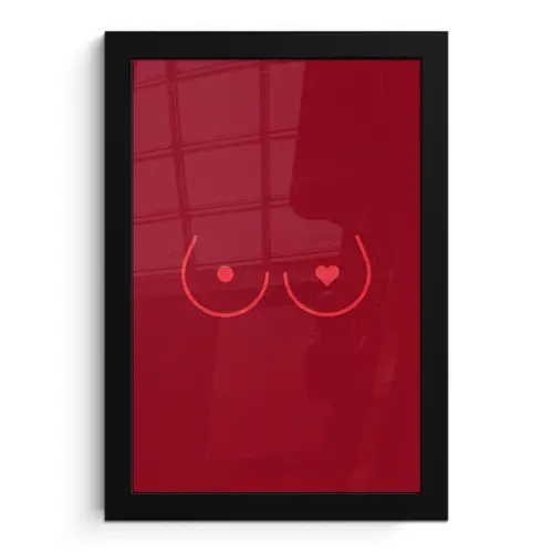Minimalistisch - Lijnillustratie - Rood fotolijst zwart zonder passe partout klein -3d