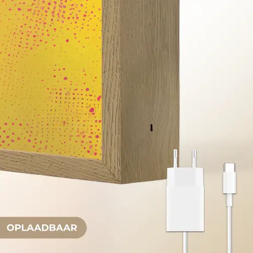 Close-up - Vrouwengezicht - Stippen - Geel Light Box met batterij (Wandlamp) middel -USP_websiteoplaadbaarNL
