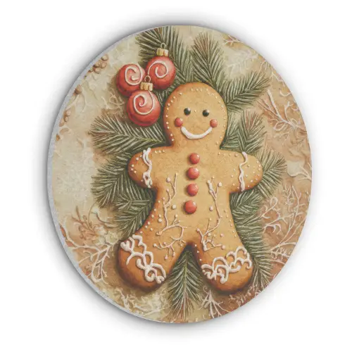 Kerstmis - Koekje - Poppetje - Speculaas Akoestische PET Vilt - Rond klein -3d