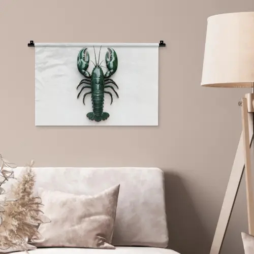 Kreeft - Glossier - Groen - Wit Wandkleed katoen klein -sfeer4