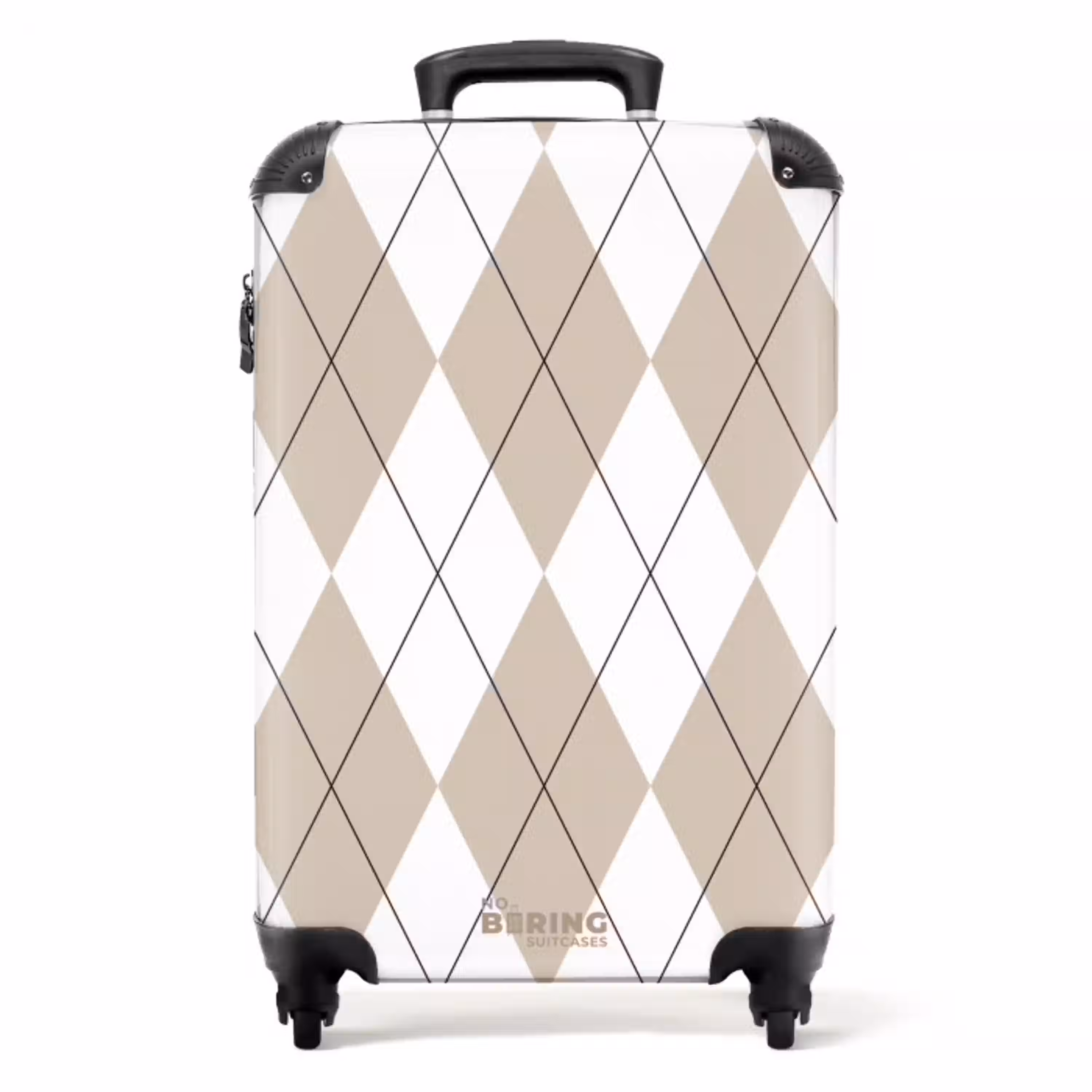 Beige ruiten patroon NBS - Handbagage koffer - Unisex middel -productfoto_recht