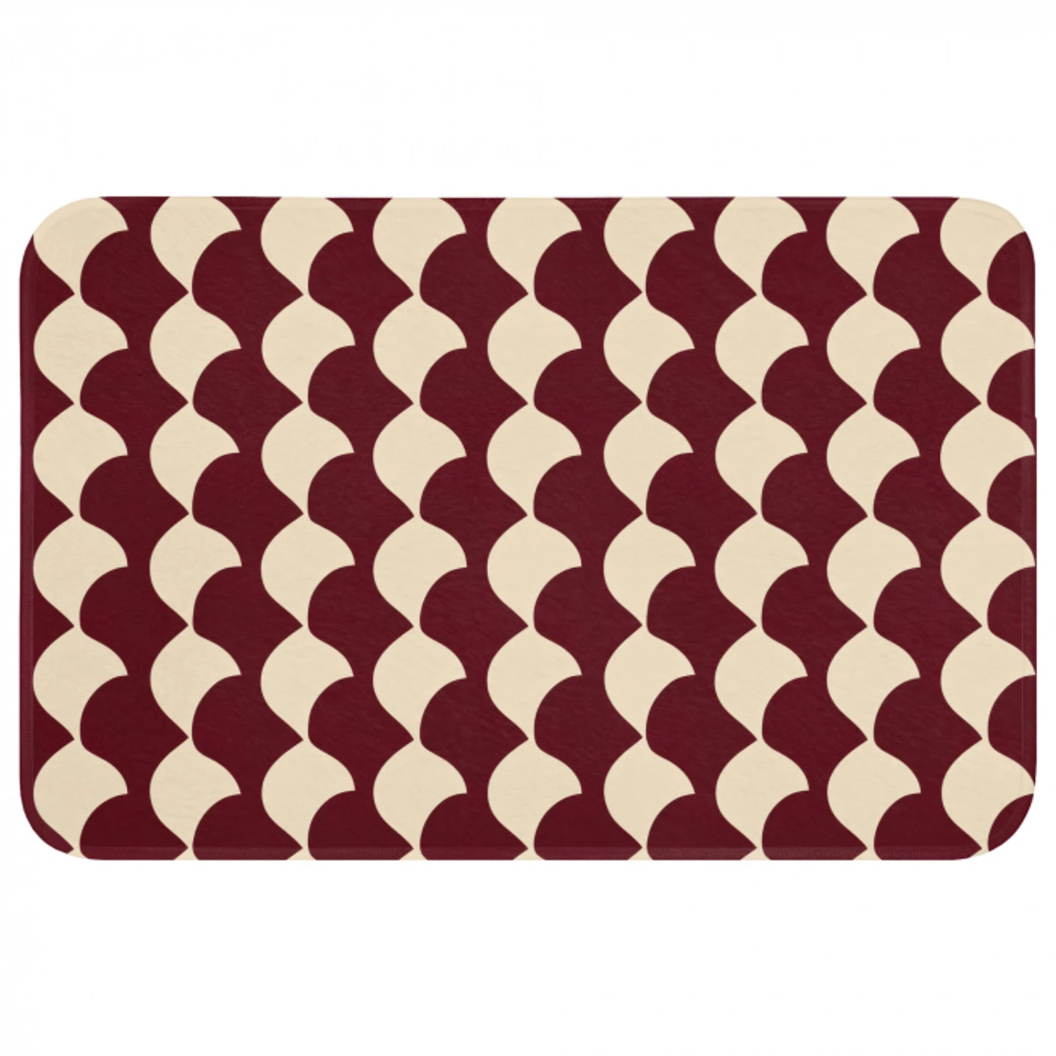 Rood - Tegelpatroon - Crème Badmat klein 997 -3d