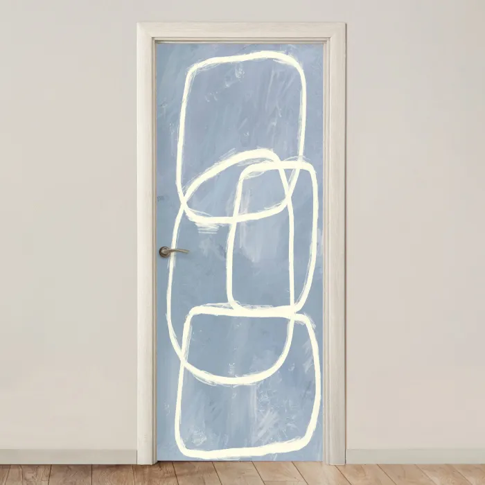 Abstract - Blauw - Kunst deurposter klein -3d_beige