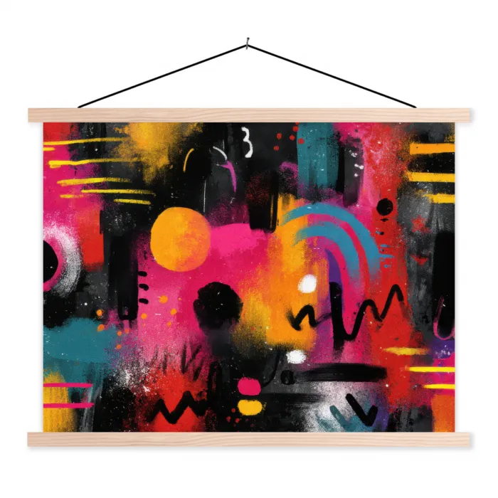Kleurvlakken - Vormen - Kleurrijk - Abstract textielposter latten blank klein -3d