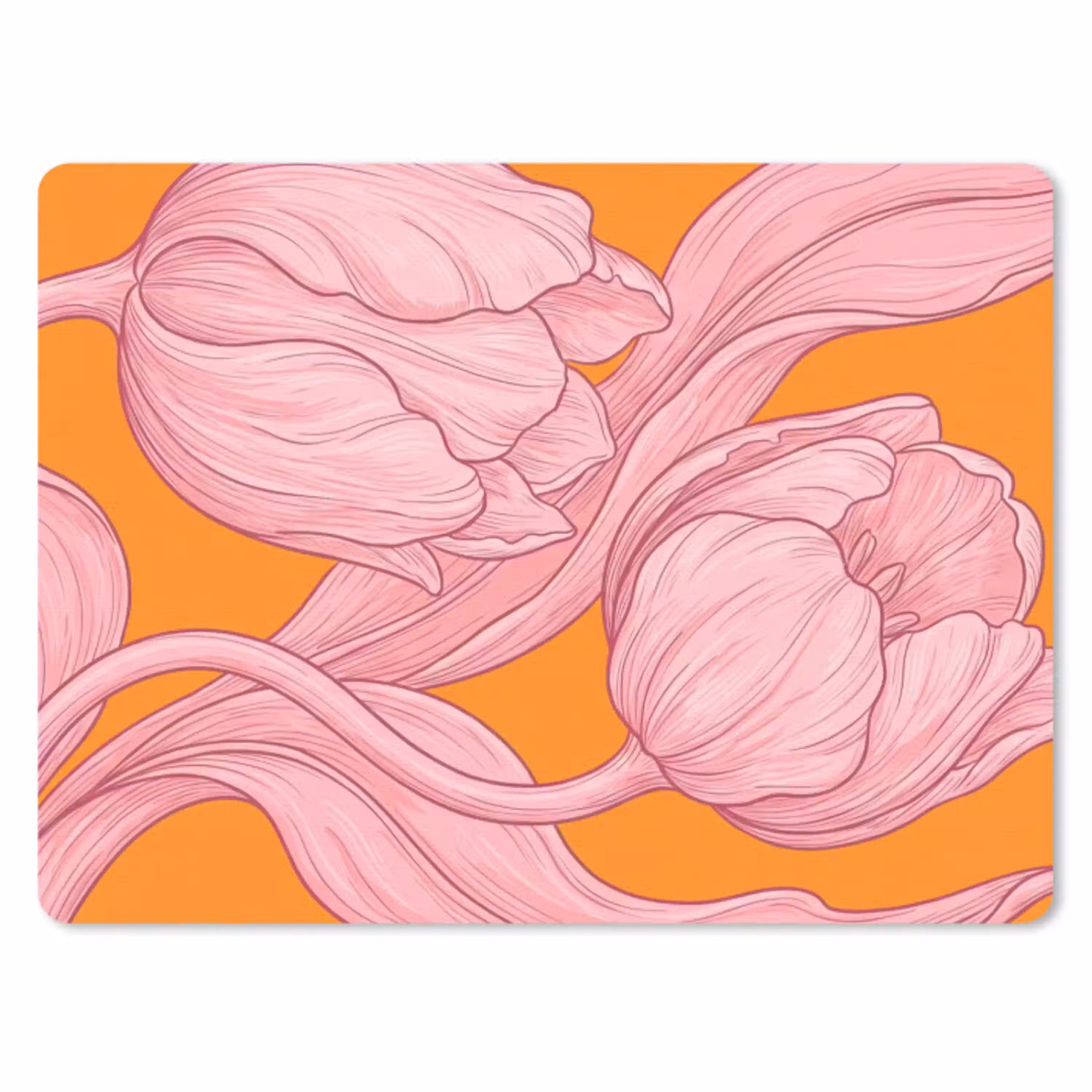 Roze bloemen - Modern muismat rubber klein -3d