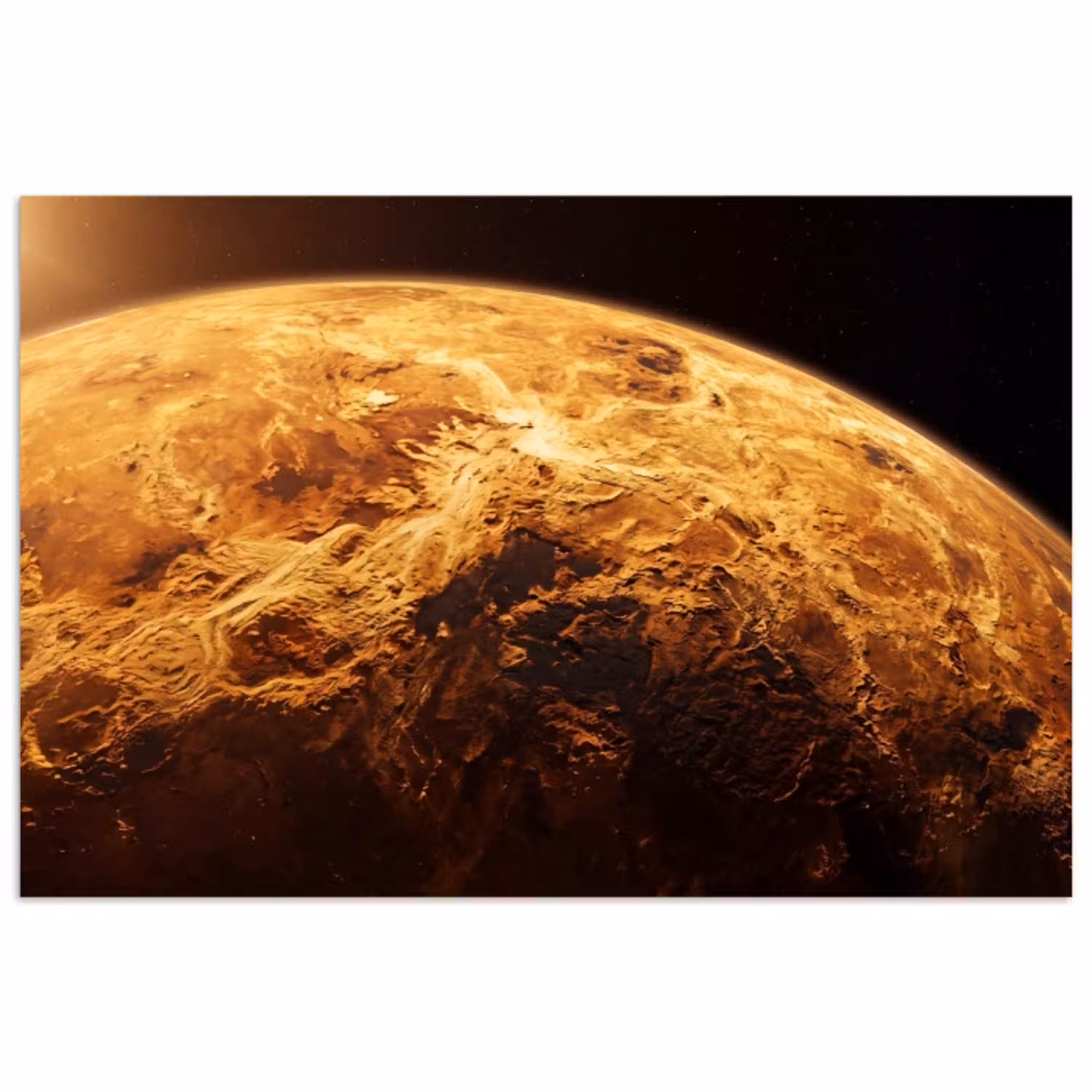Planeet - Ruimte - Oranje poster papier klein -3d