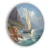Zeilschip - Zee - Rotsen - Wolken Akoestische PET Vilt - Rond klein -3d