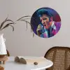 Expressief - Microfoon - Paars Wandcirkel behangsticker klein -sfeer3