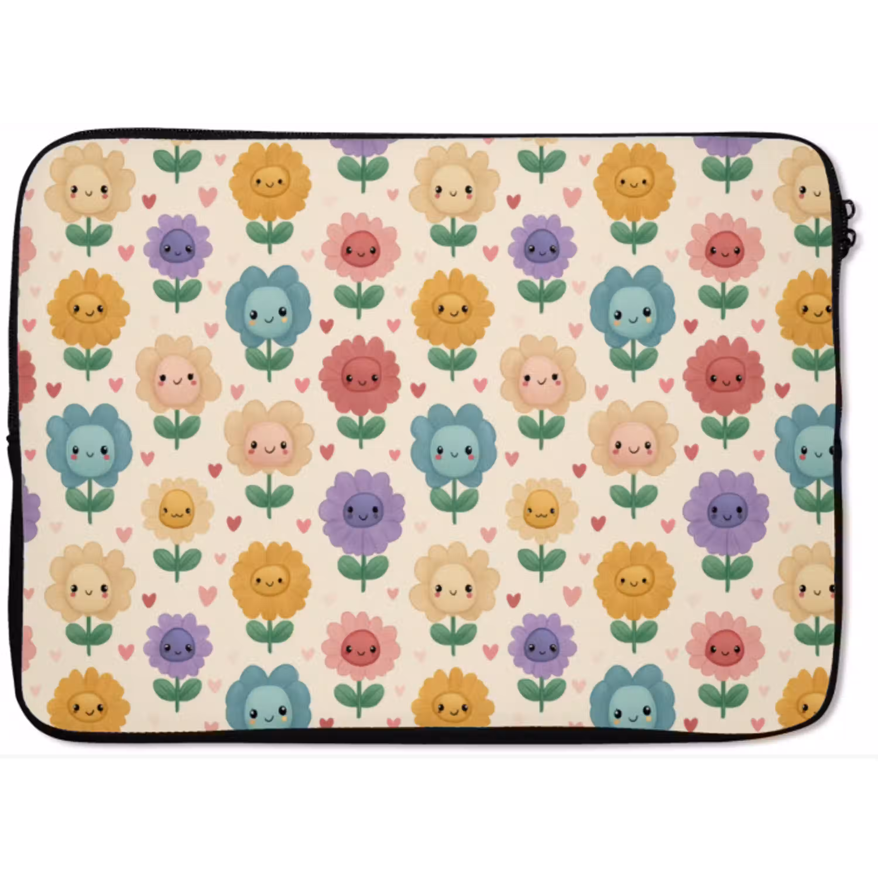 Bloemen - Hartjes - Kleurrijk laptophoes neopreen klein 279 -zkaufland3dotto
