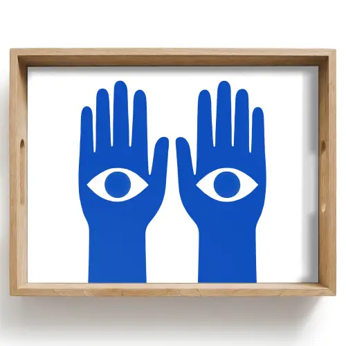 Handen - Twee - Ogen - Blauw Dienblad Rechthoek middel -z3d_shopping