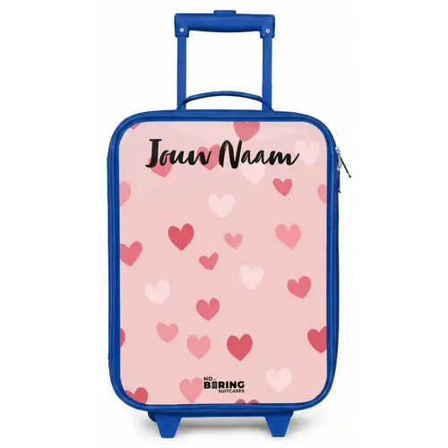 Hartjes - Patroon - Roze Kinderkoffer - Blauw klein -zz3dotto