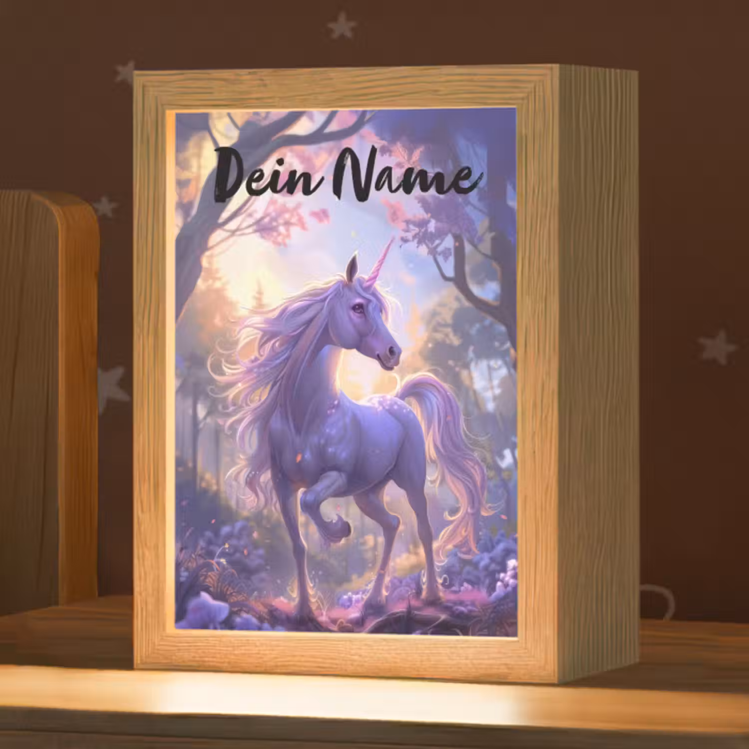 Nachtlicht Kinder mit Namen - Einhorn - Lila - Märchen - Fantasietier