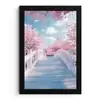 Brug - Kersenbomen - Wit fotolijst zwart zonder passe partout klein -3d
