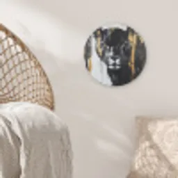 Panter - Zwart - Abstract - Verfstreken Akoestische PET Vilt - Rond klein -sfeer4