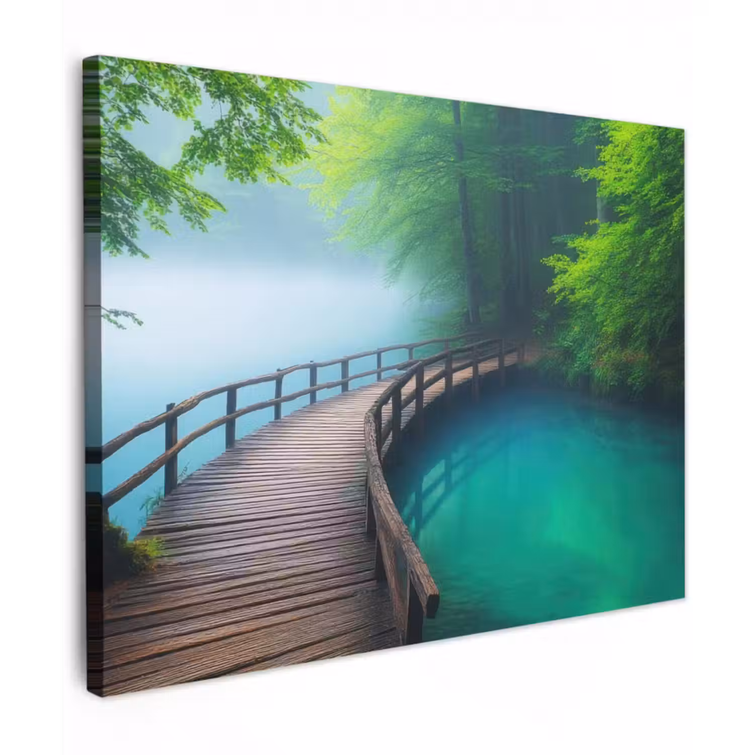Leinwandbild - Brücke - Wasser - Fluss - Wald